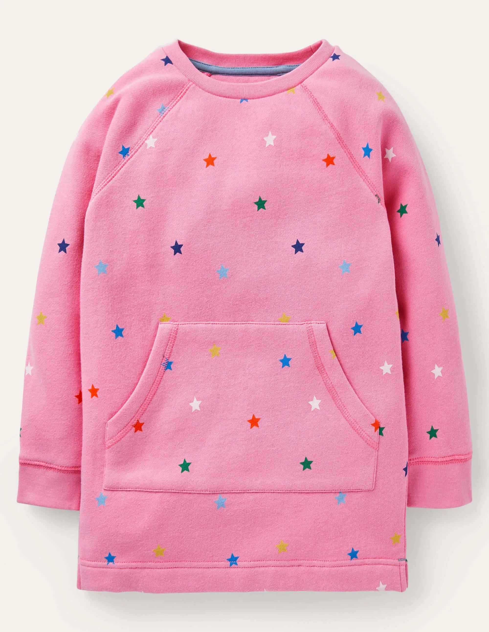 Printed Sweatshirt Tunic-Bright Petal Pink Stars