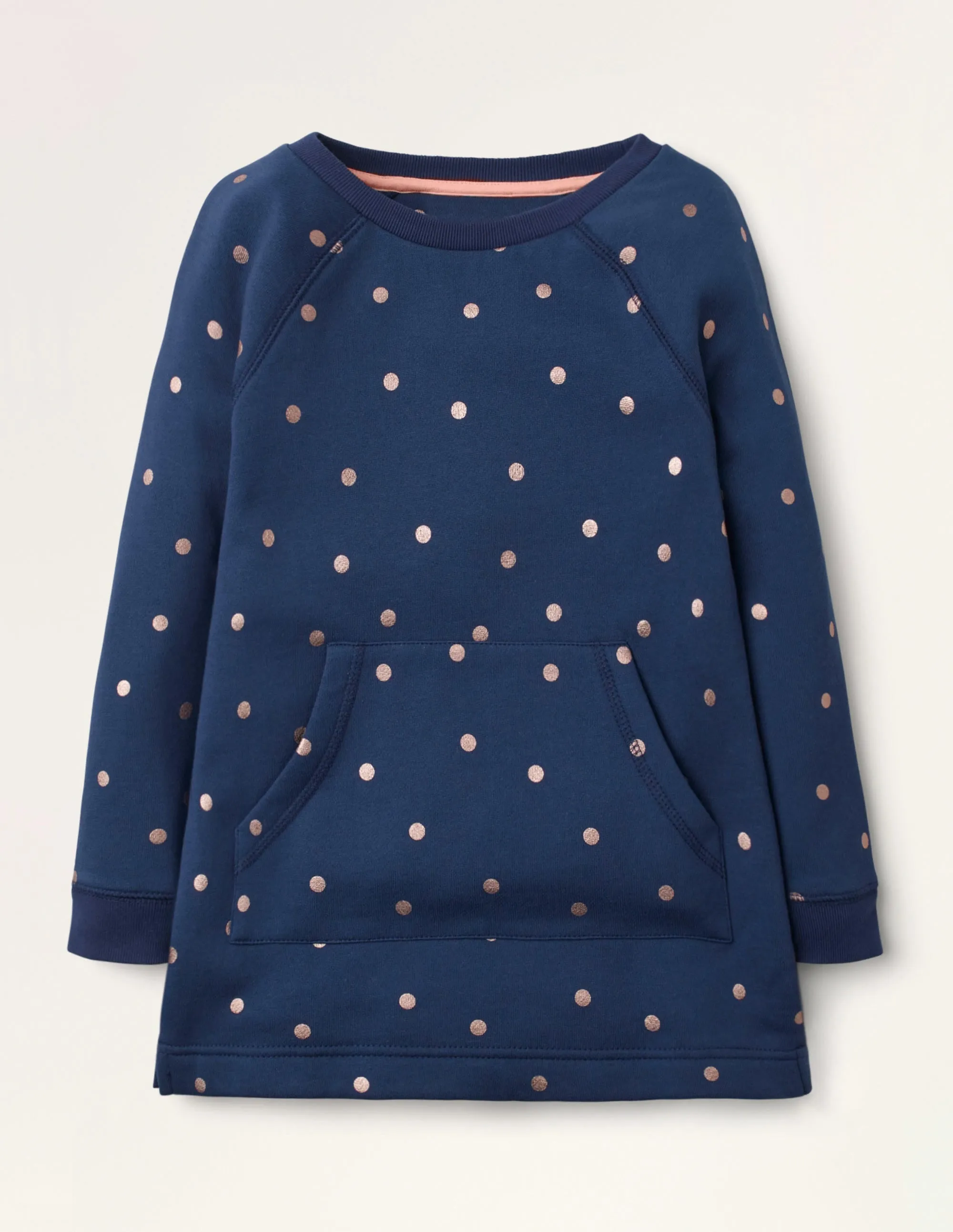 Printed Sweatshirt Tunic-College Navy Foil Spot