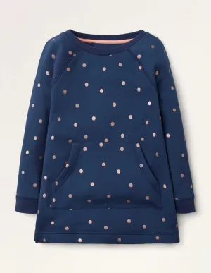 Printed Sweatshirt Tunic-College Navy Foil Spot
