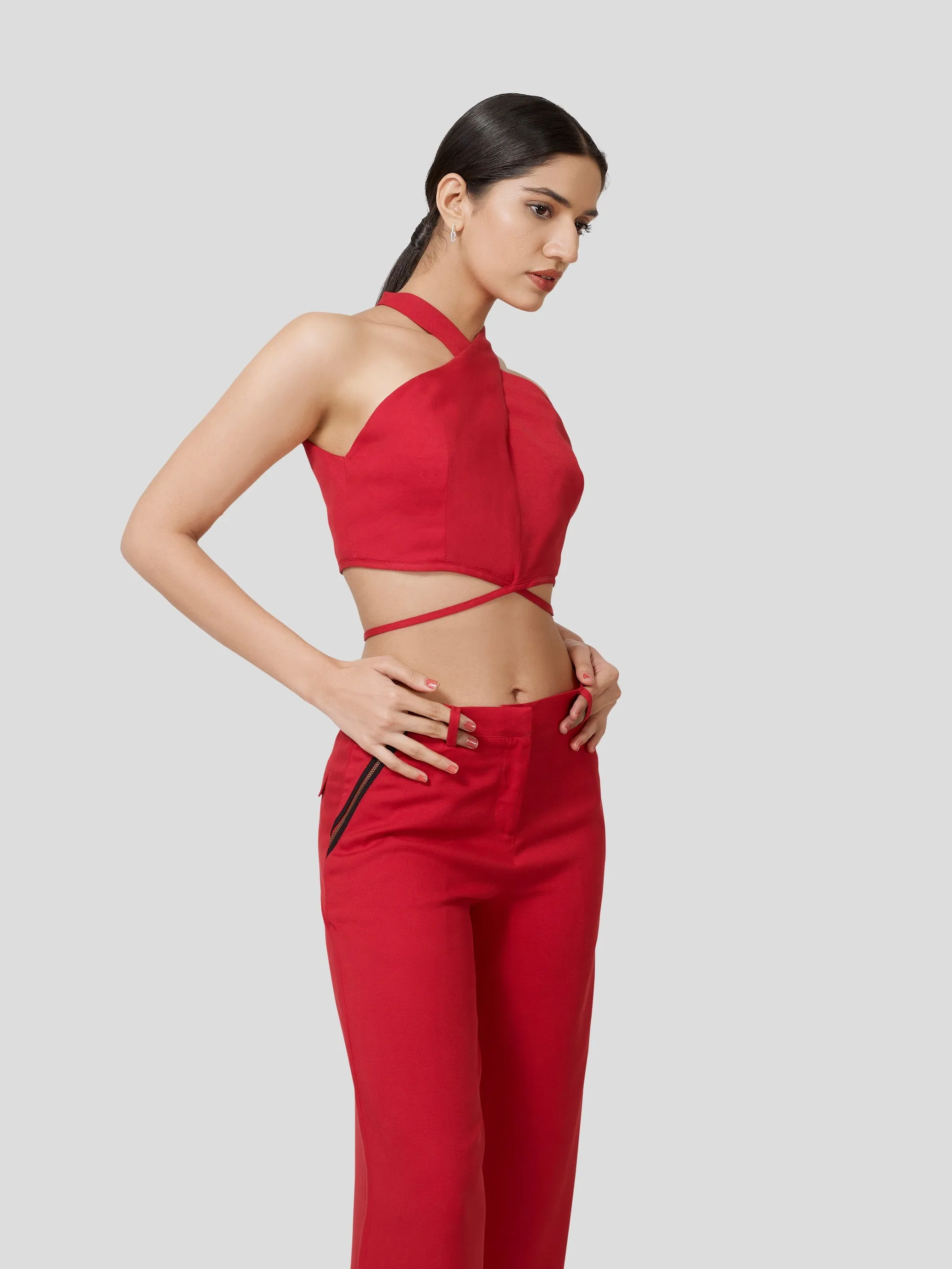 Querencia Twisted Halter Neck Crop Top