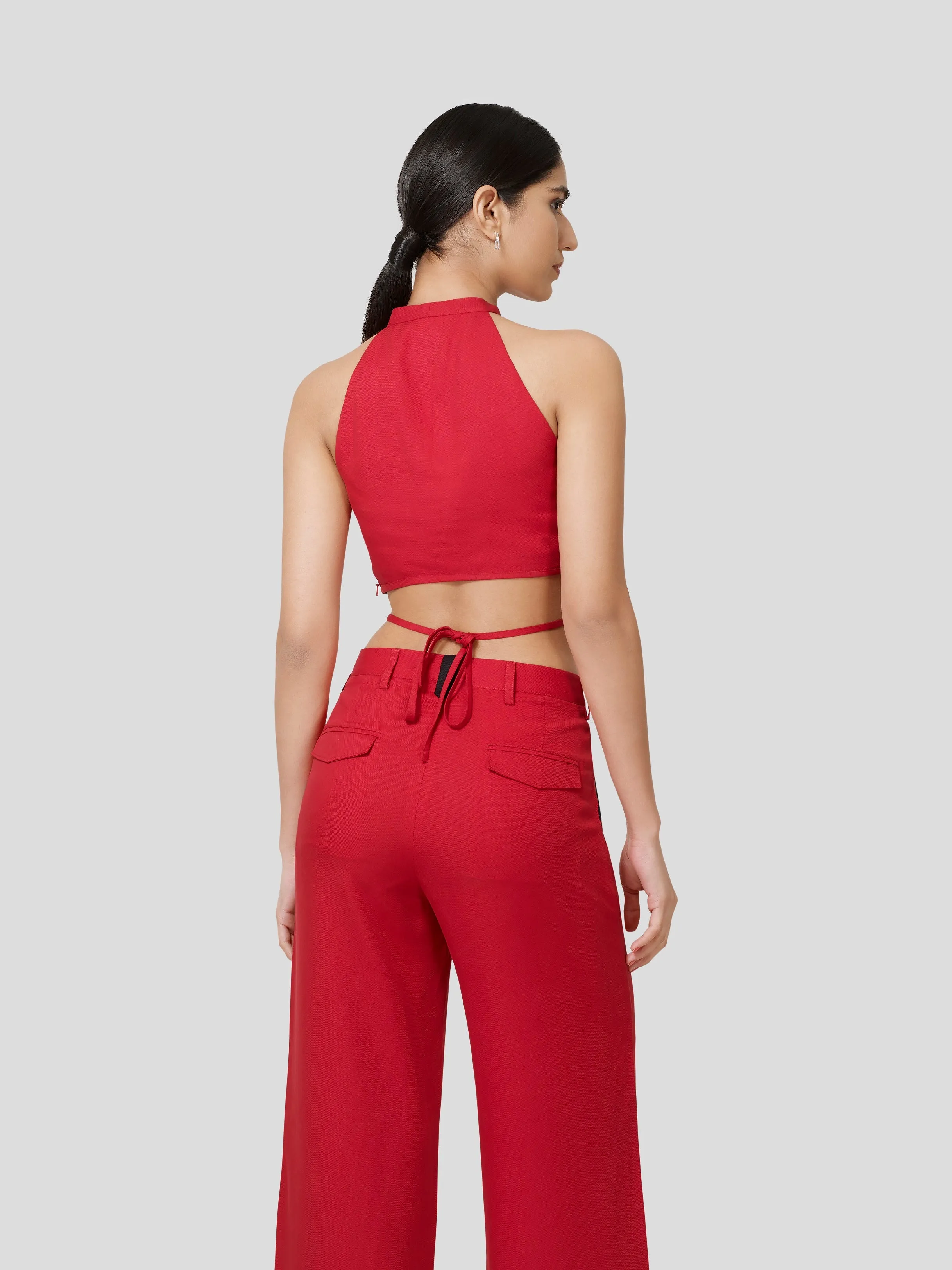 Querencia Twisted Halter Neck Crop Top