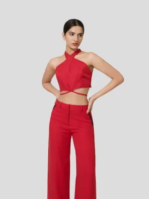 Querencia Twisted Halter Neck Crop Top