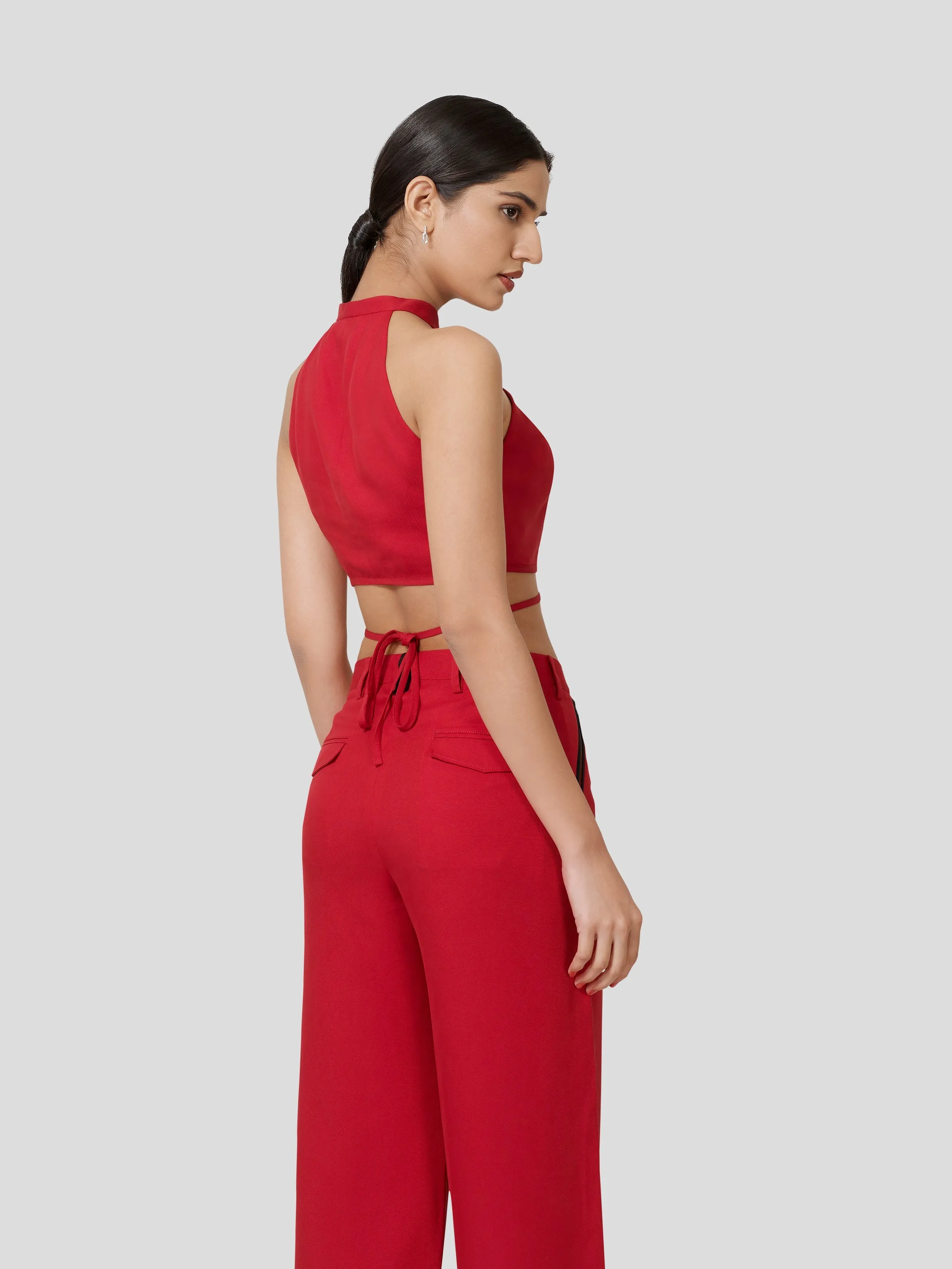 Querencia Twisted Halter Neck Crop Top