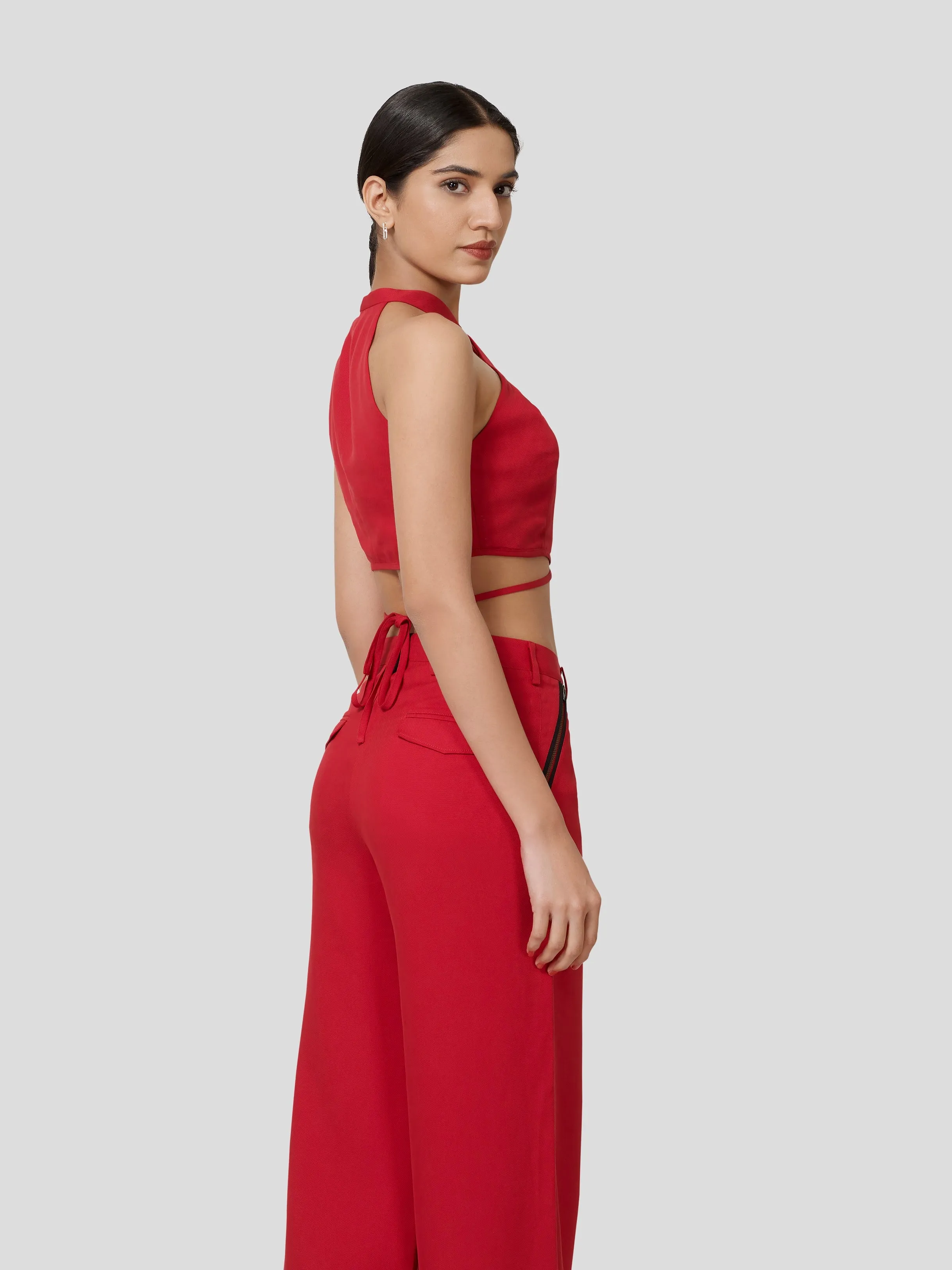 Querencia Twisted Halter Neck Crop Top