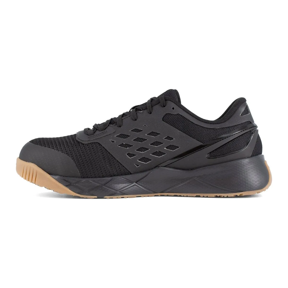 Reebok Men's Black and Brown Athletic Round Toe Nanoflex TR Work Shoe