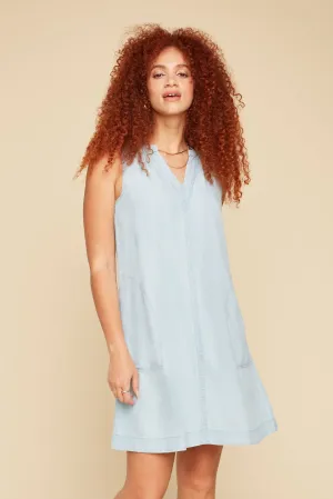 Renuar Dress - V-Neck Shift - Chambray
