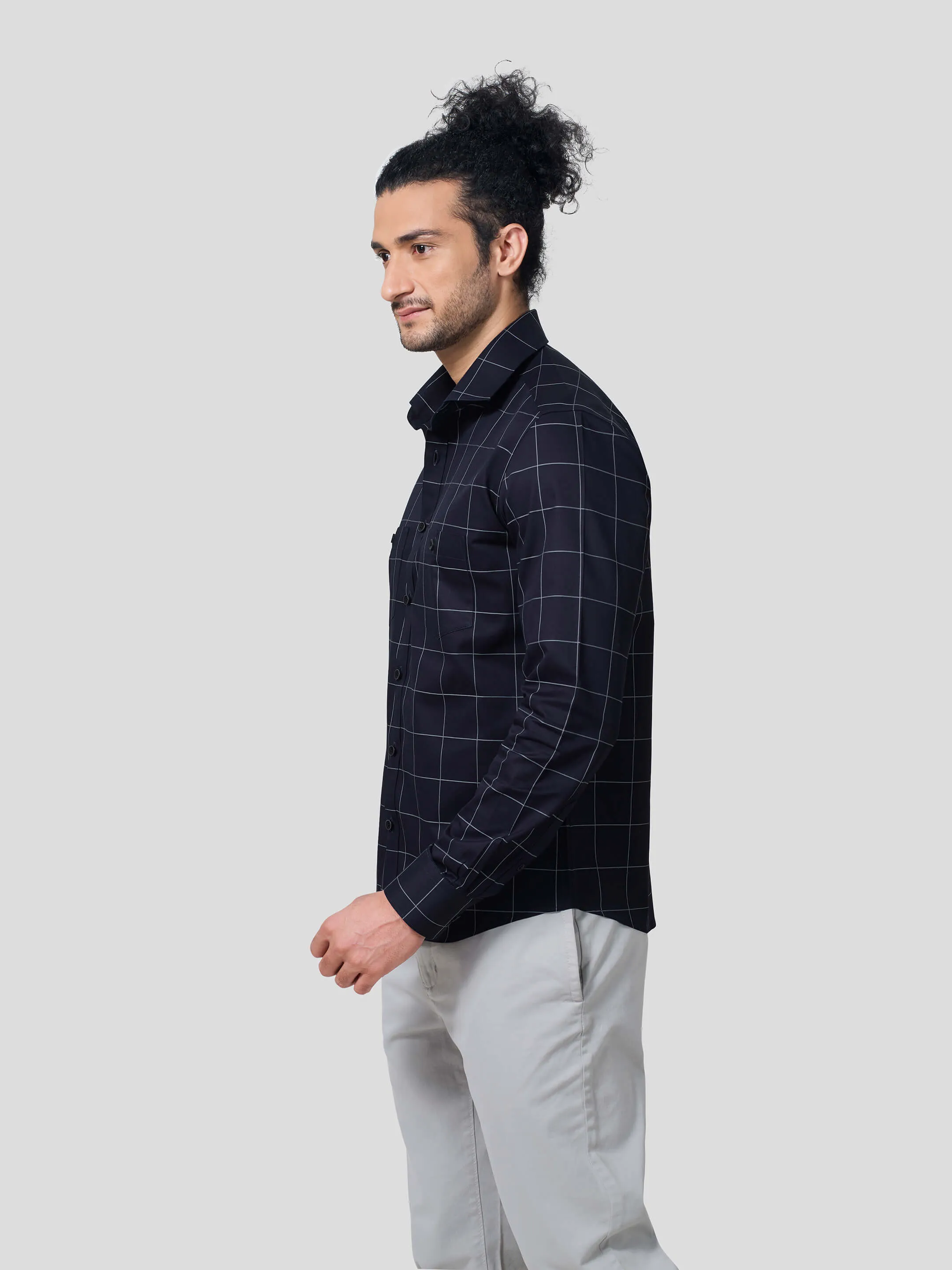 Sanguine Full Sleeve Untuck Fit Check Shirt