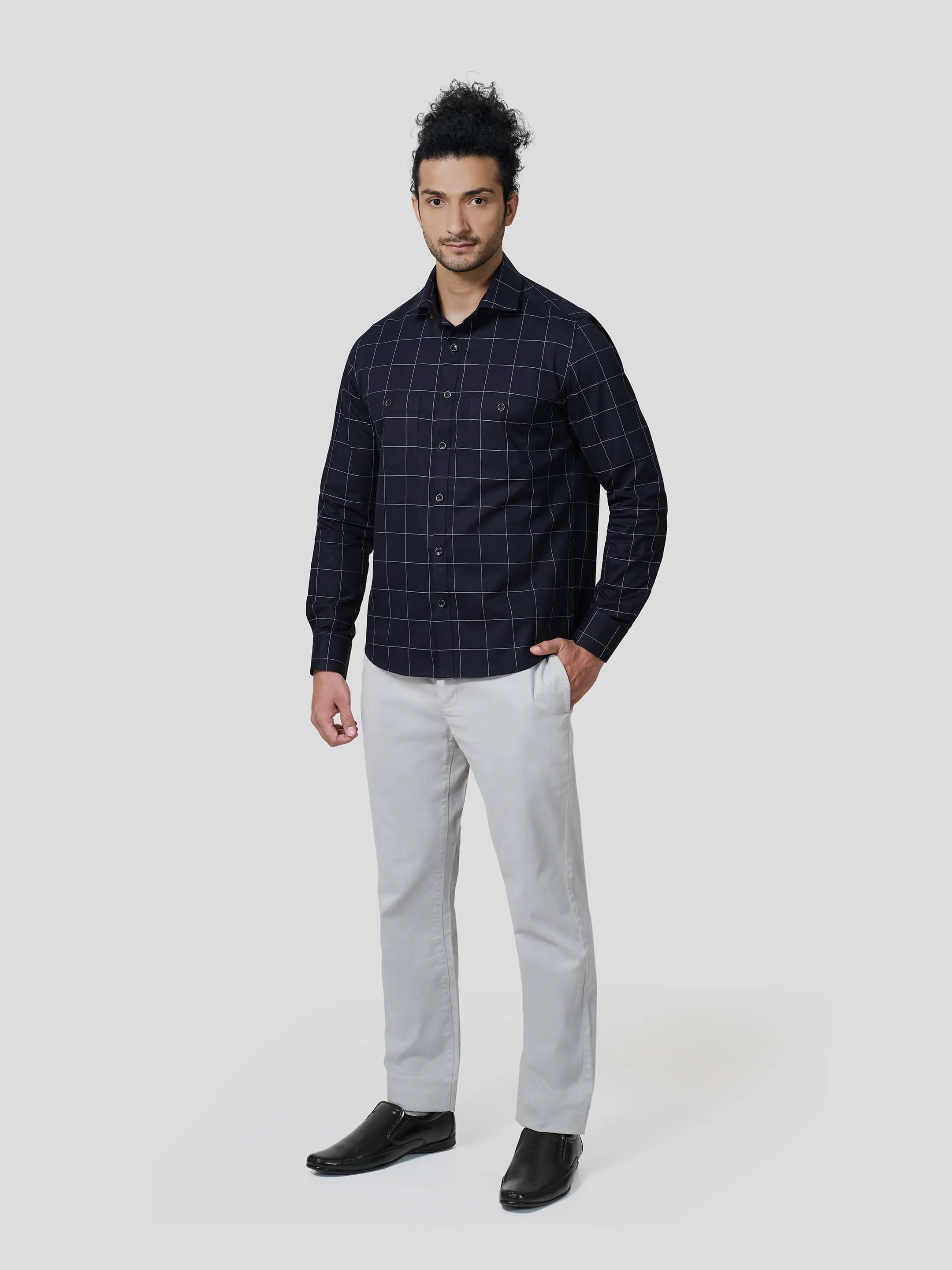 Sanguine Full Sleeve Untuck Fit Check Shirt