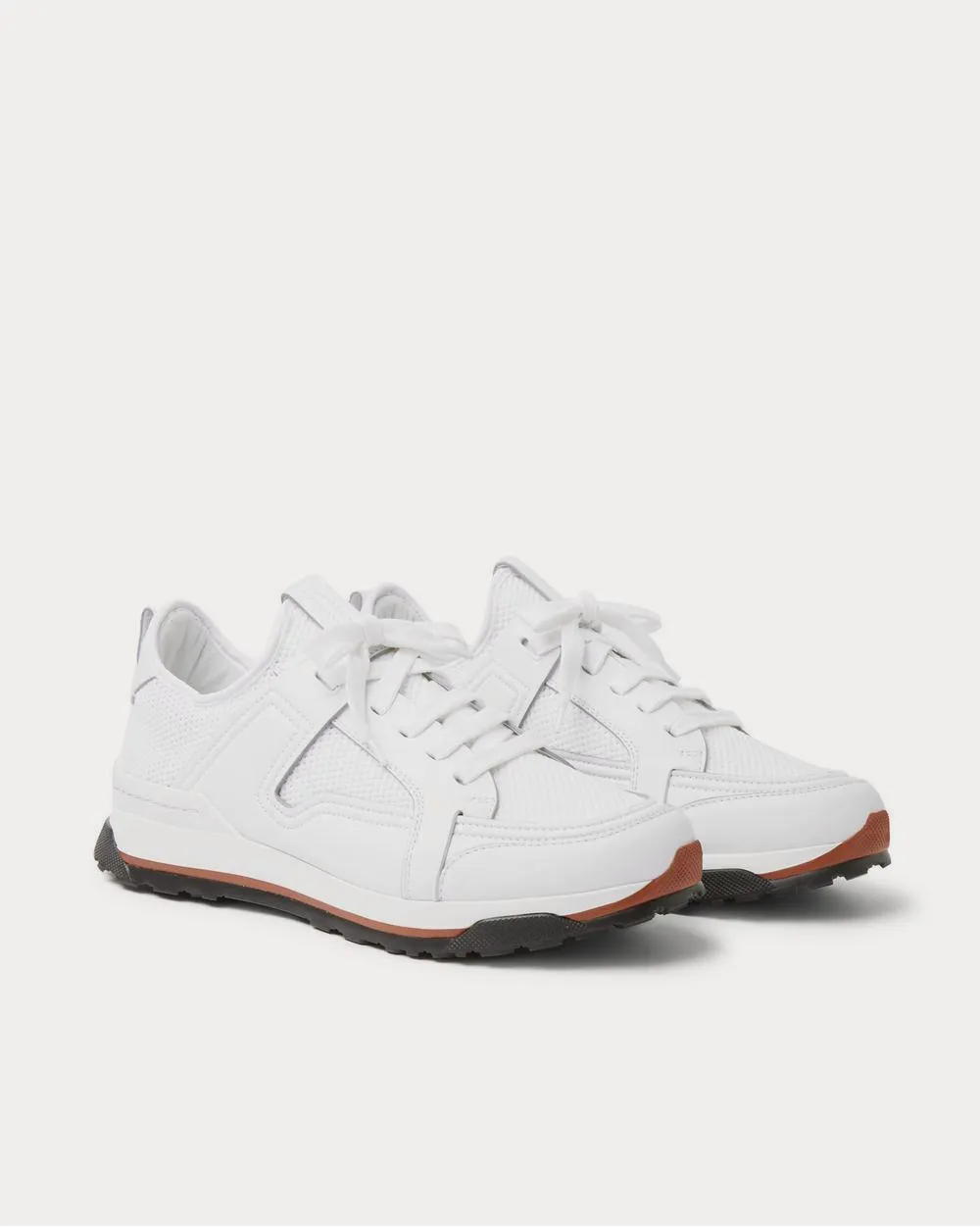 Siracusa Leather and Mesh  White low top sneakers