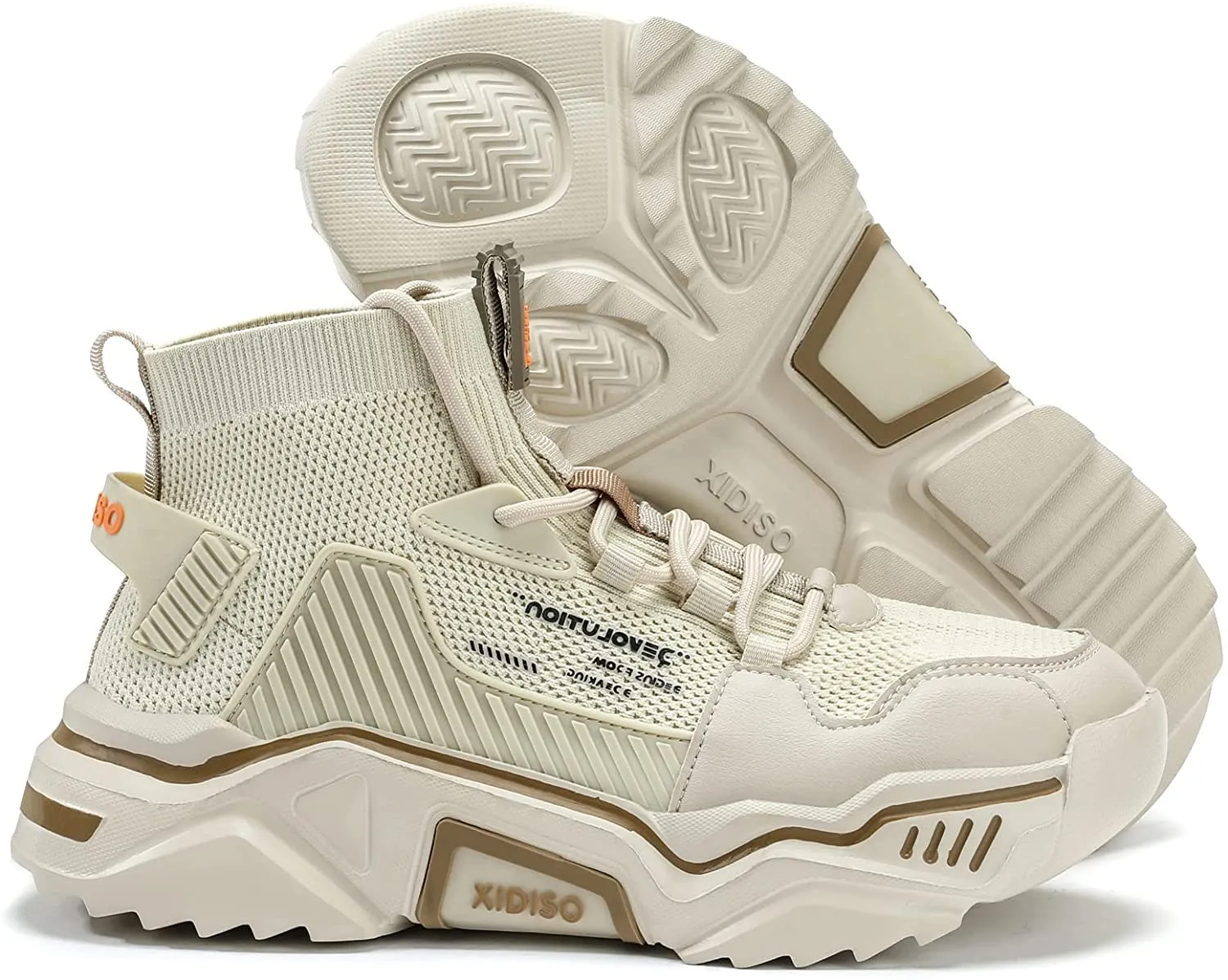 Size 9.5 Beige Lightweight High Top Fashion Sneakers/Walking Shoes/Sports Shoes