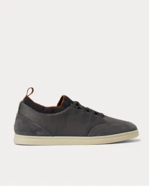 Soho Walk Suede-Trimmed Merino Wool  Gray low top sneakers