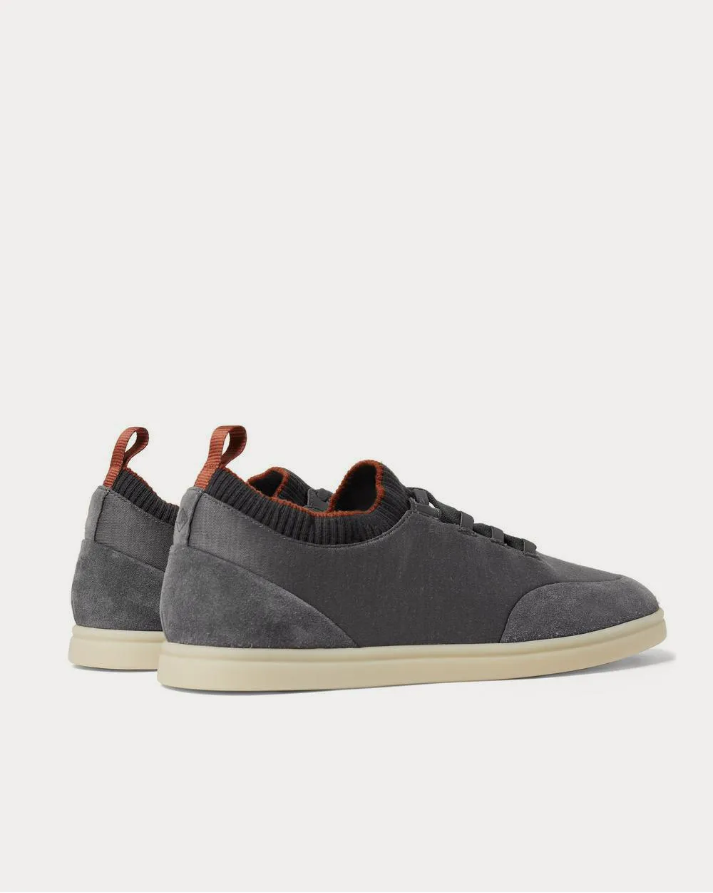 Soho Walk Suede-Trimmed Merino Wool  Gray low top sneakers
