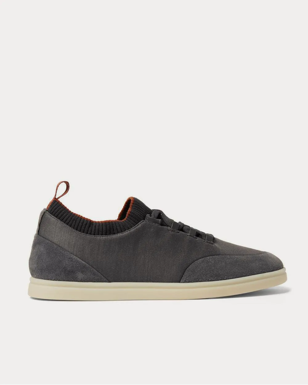Soho Walk Suede-Trimmed Merino Wool  Gray low top sneakers