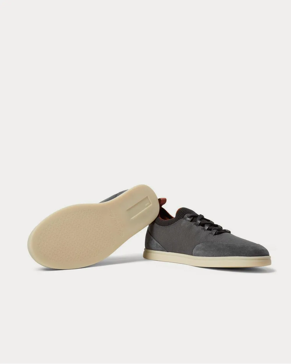 Soho Walk Suede-Trimmed Merino Wool  Gray low top sneakers