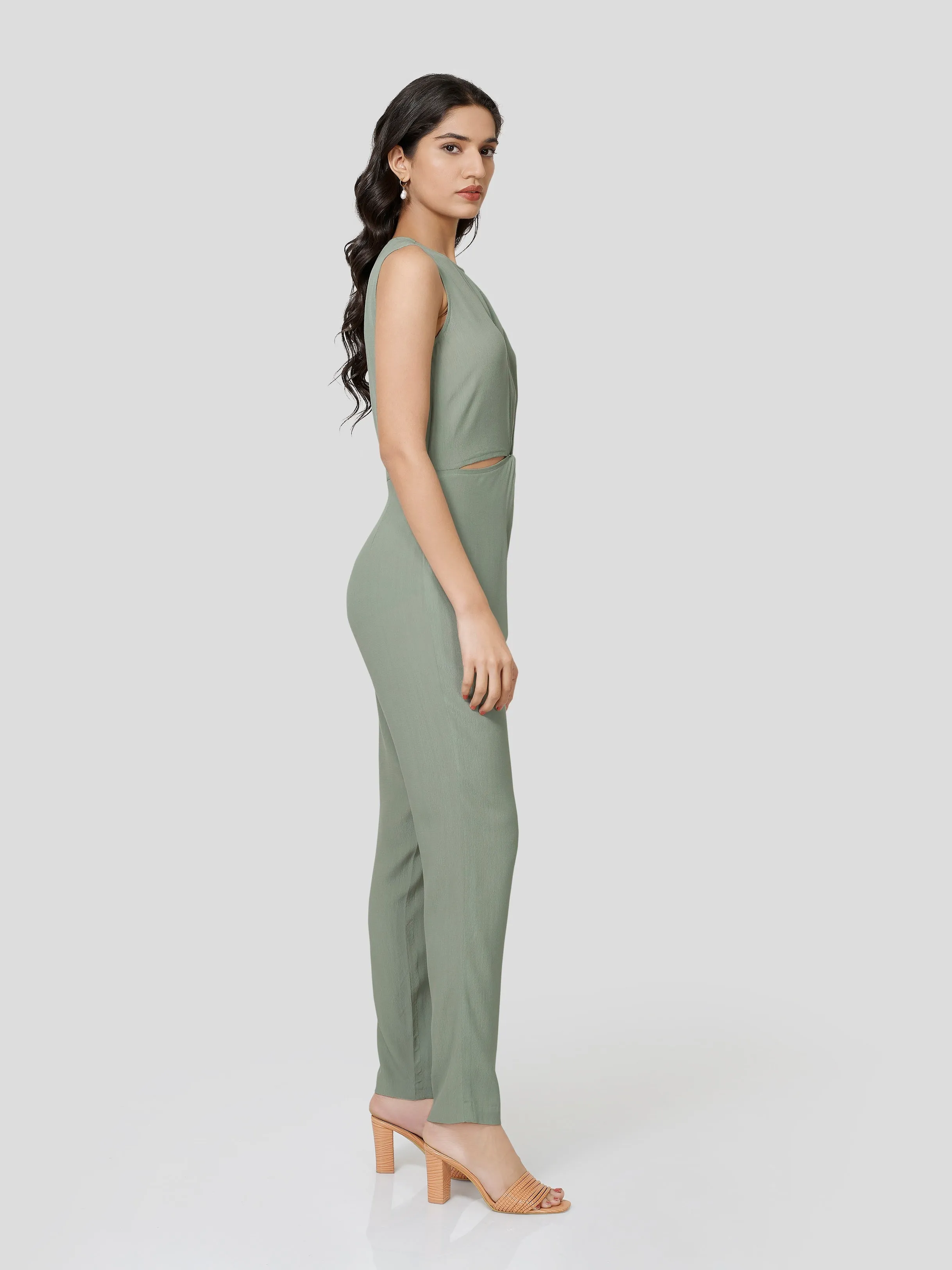 Solid Exuberance Twist & Cavity Cut Jumpsuit