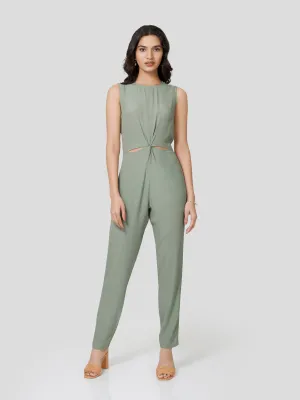 Solid Exuberance Twist & Cavity Cut Jumpsuit