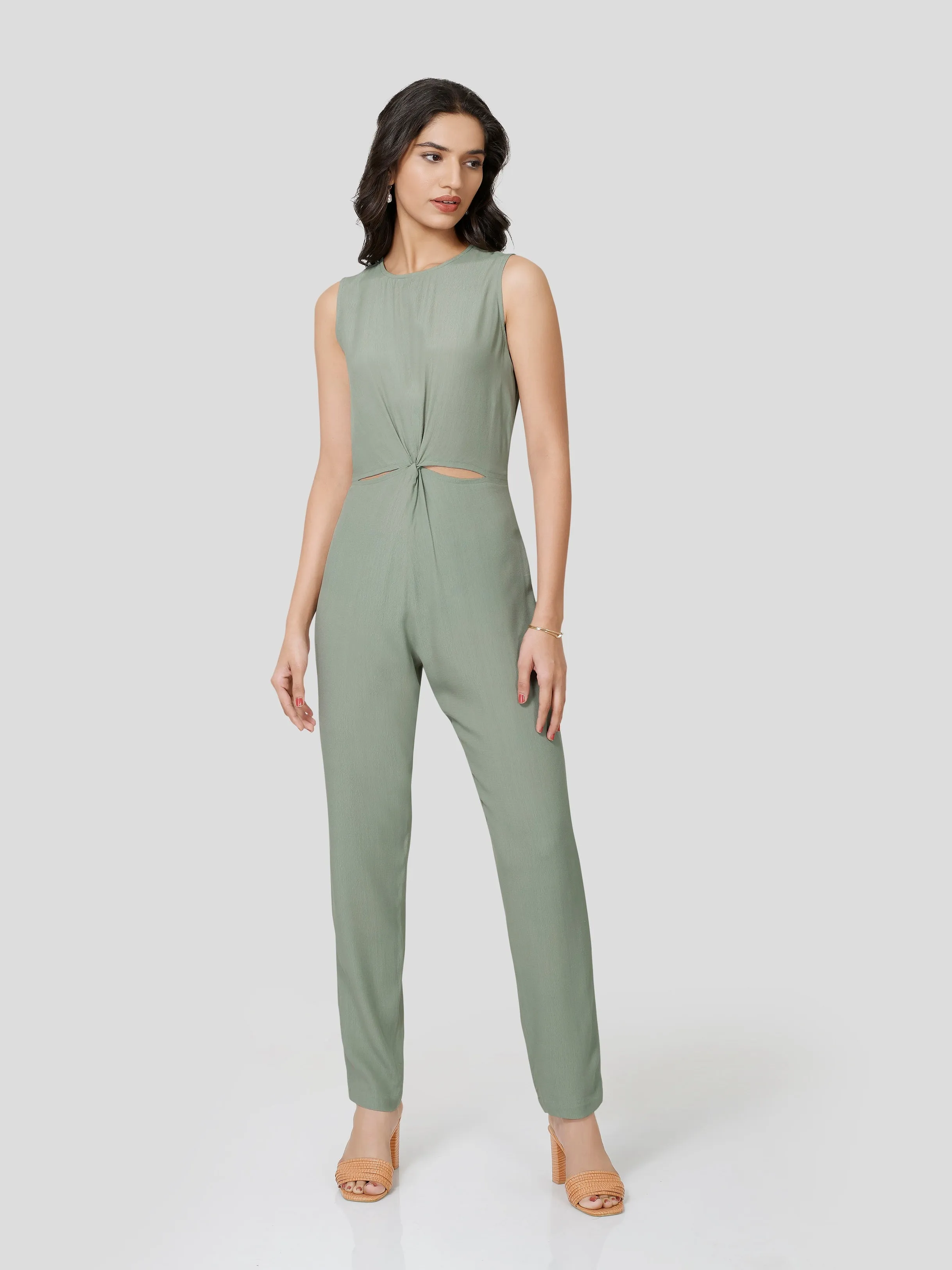 Solid Exuberance Twist & Cavity Cut Jumpsuit