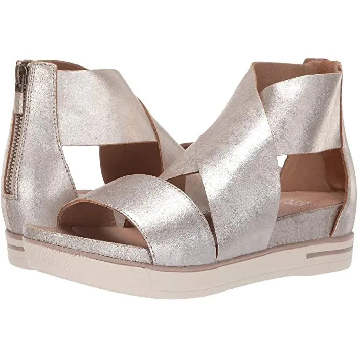 Sport Crisscross Frozen Metallic Platform Sandals