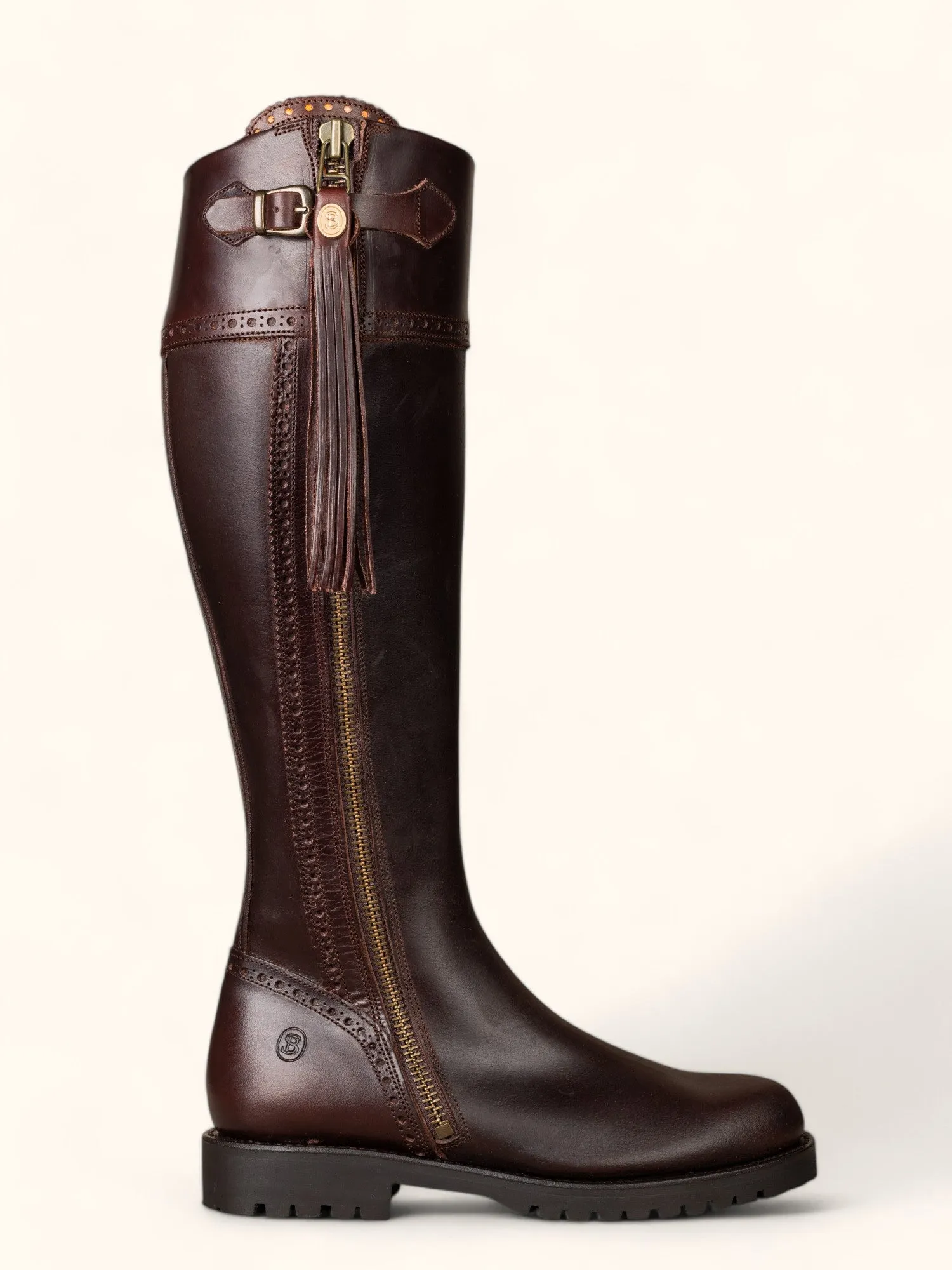 Tall Spanish Boots - Tread Sole Brown Leather
