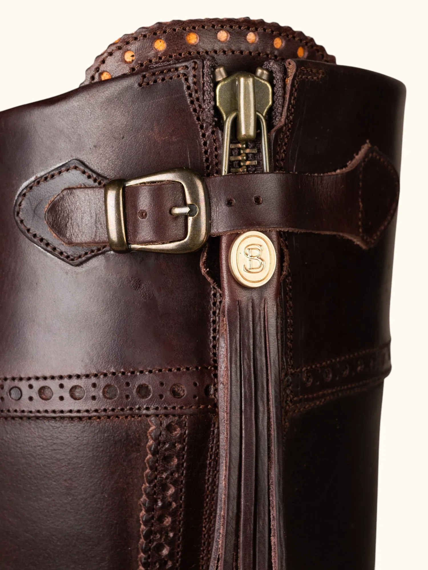 Tall Spanish Boots - Tread Sole Brown Leather