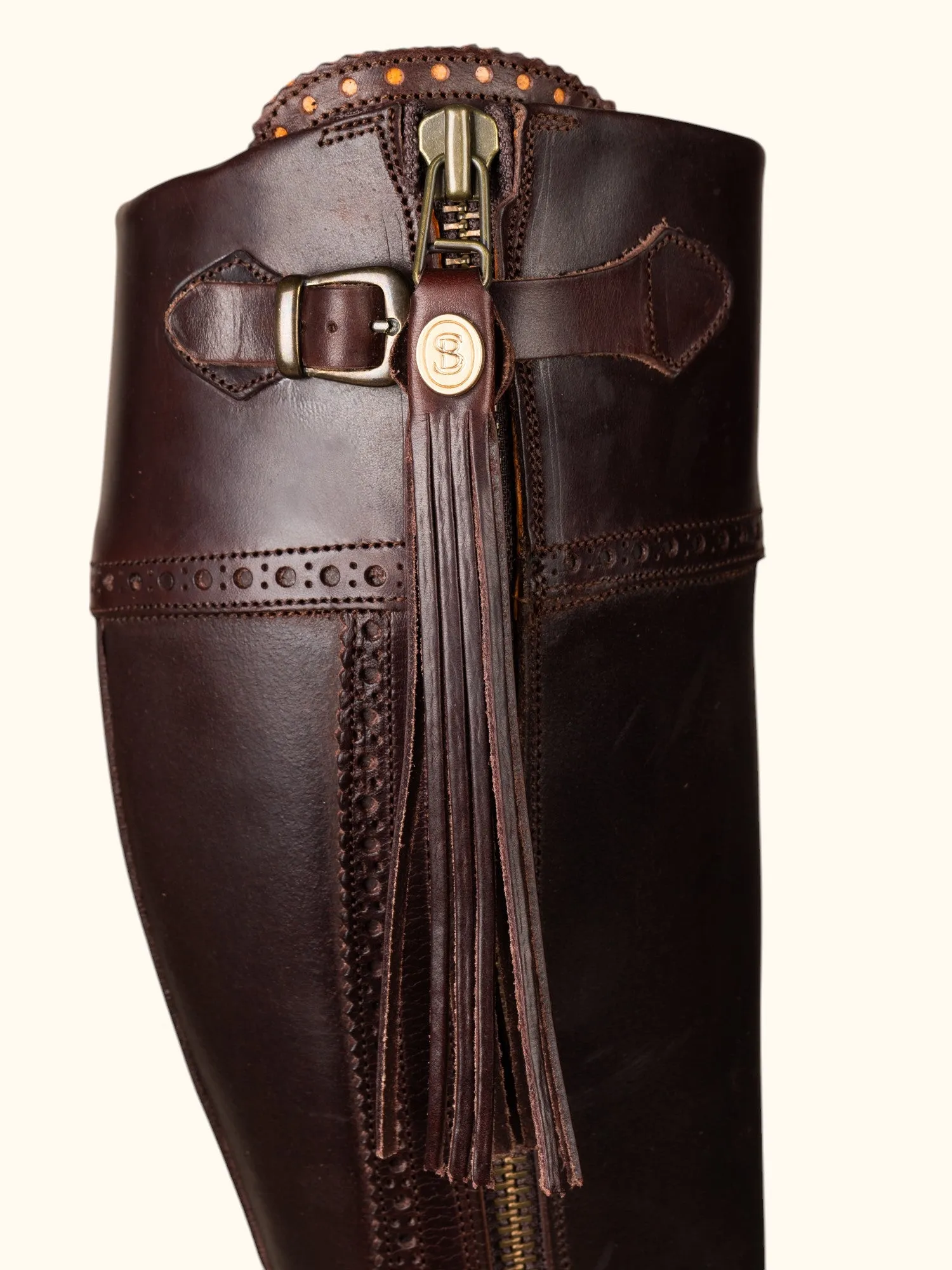 Tall Spanish Boots - Tread Sole Brown Leather