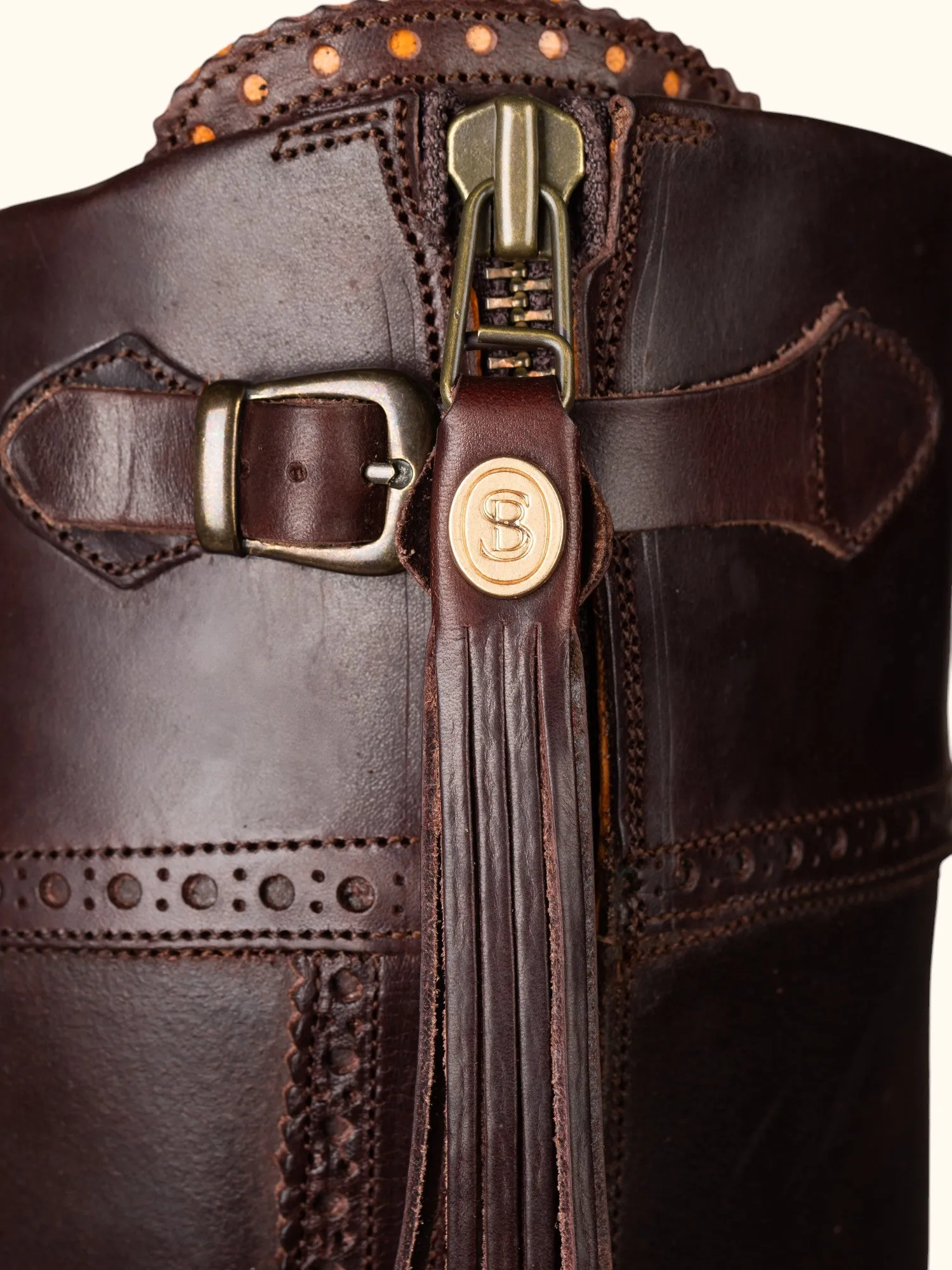 Tall Spanish Boots - Tread Sole Brown Leather