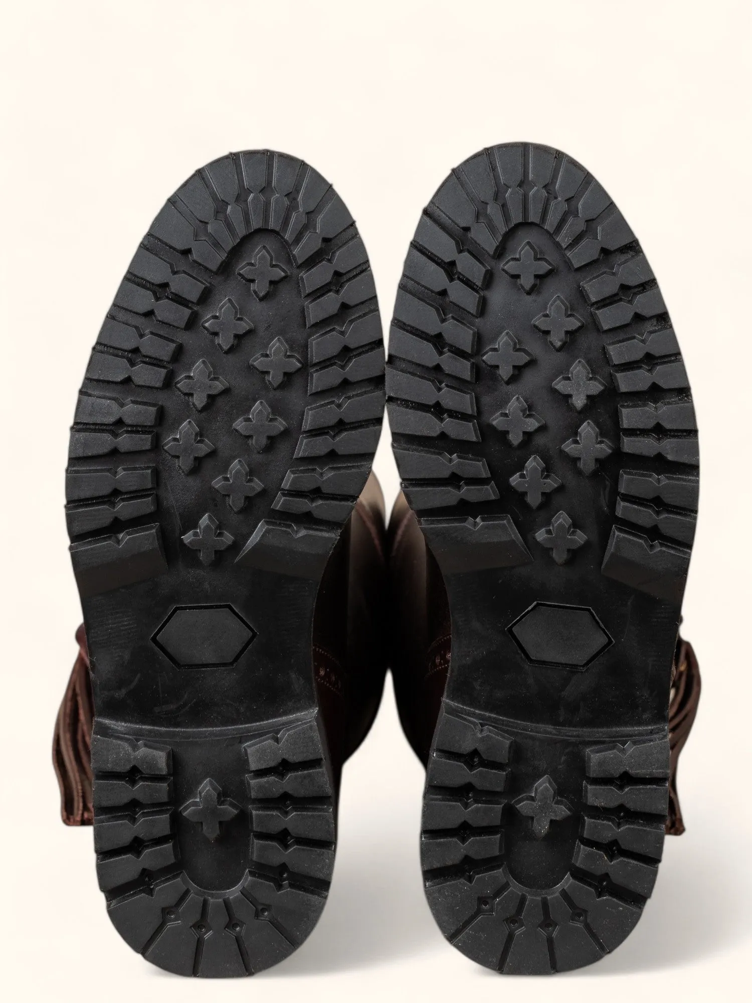 Tall Spanish Boots - Tread Sole Brown Leather