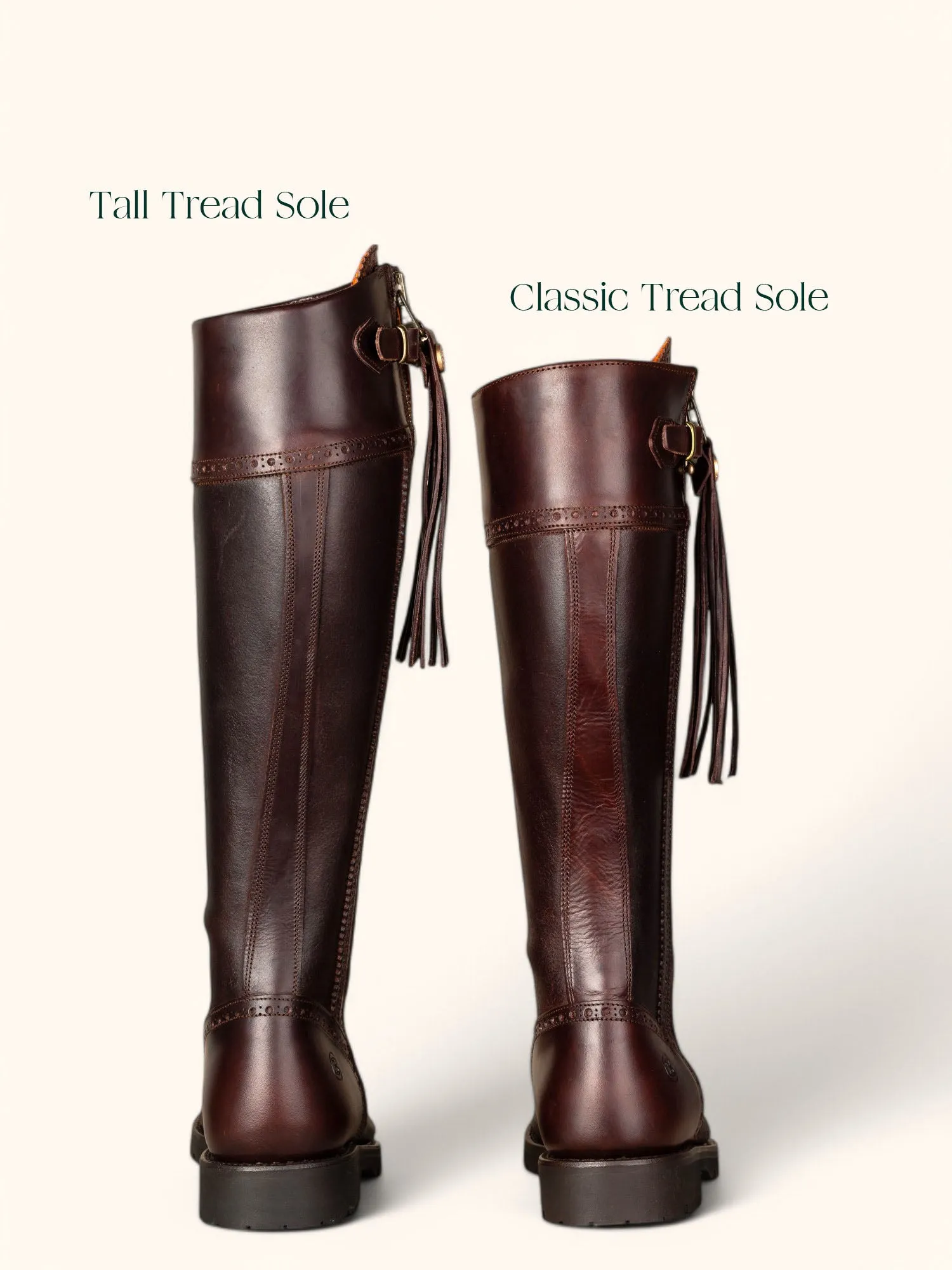 Tall Spanish Boots - Tread Sole Brown Leather