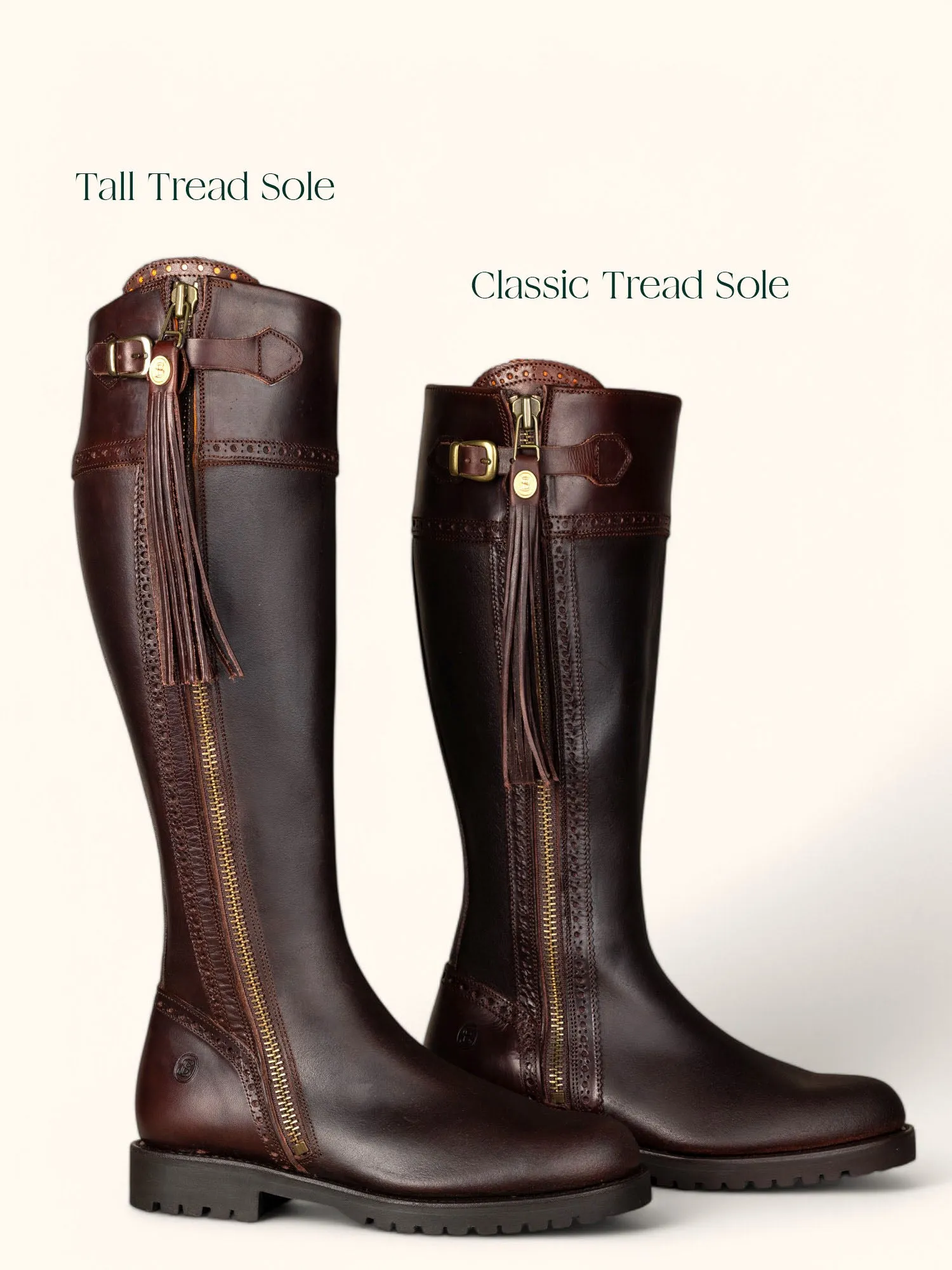 Tall Spanish Boots - Tread Sole Brown Leather