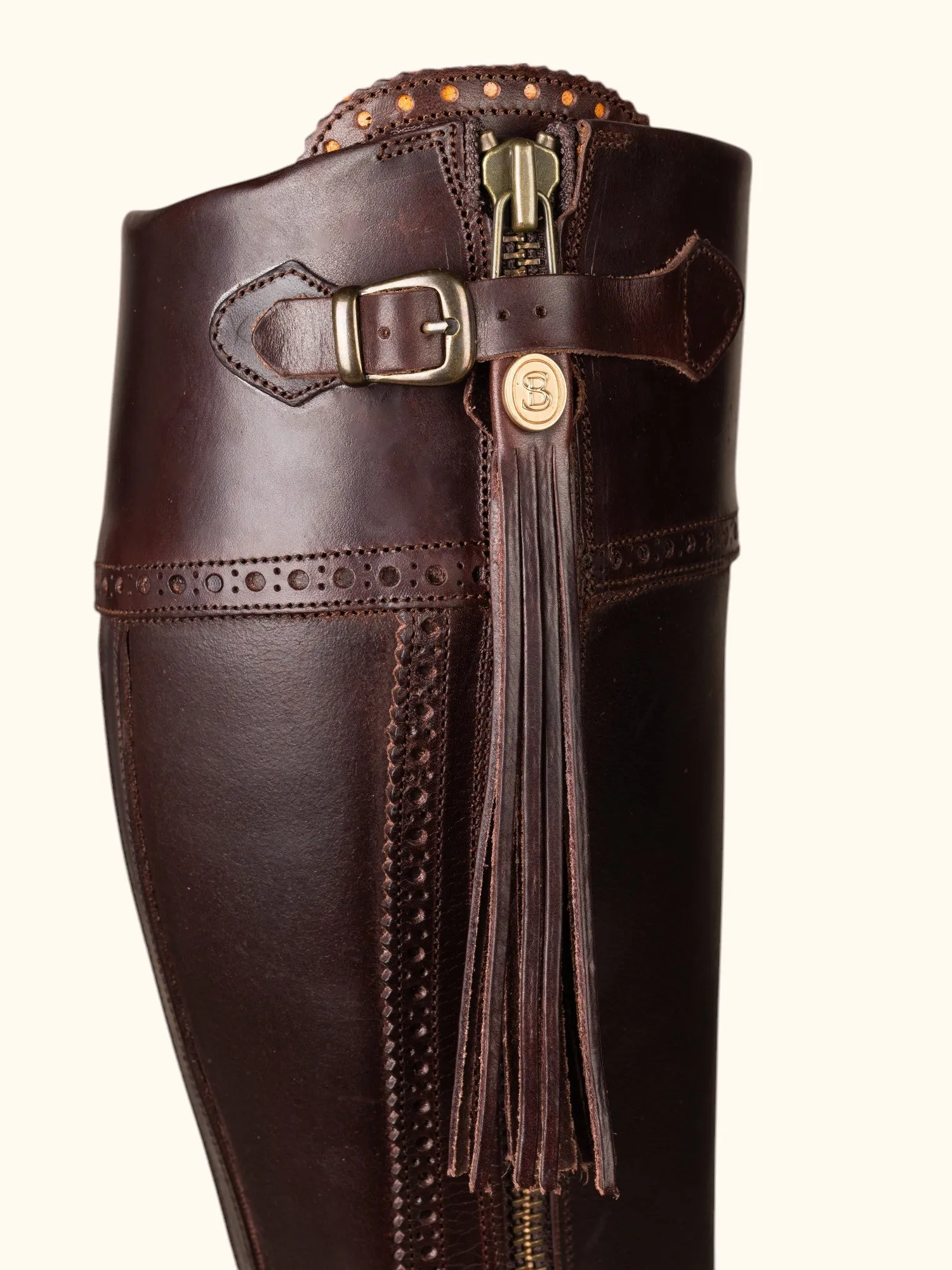 Tall Spanish Boots - Tread Sole Brown Leather