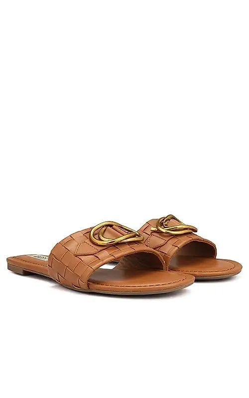 Tan Sliders With Gold Embellishment