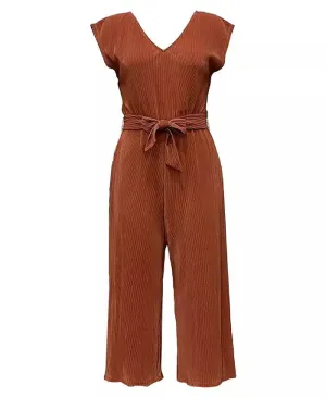 T.D.C. Topson Women's Belted Jumpsuit  Color Rust Copper Size L