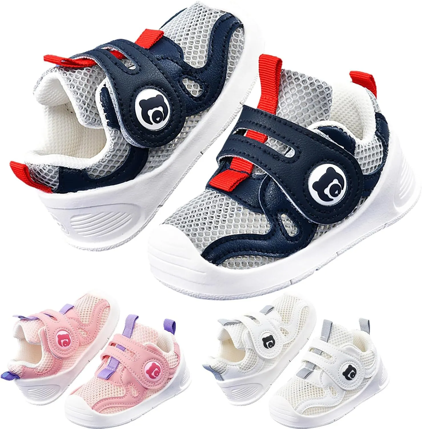 Toddler Walking Shoes Boys Girls Lightweight Breathable Mesh Non-Slip Running Sneakers Kids Summer Hook Loop Sandals
