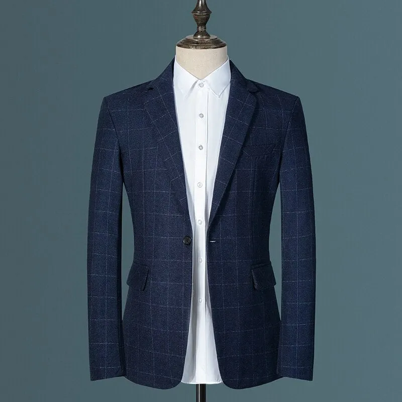 West Louis Plaid Business Casual Suit Blazer