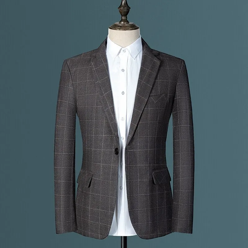 West Louis Plaid Business Casual Suit Blazer
