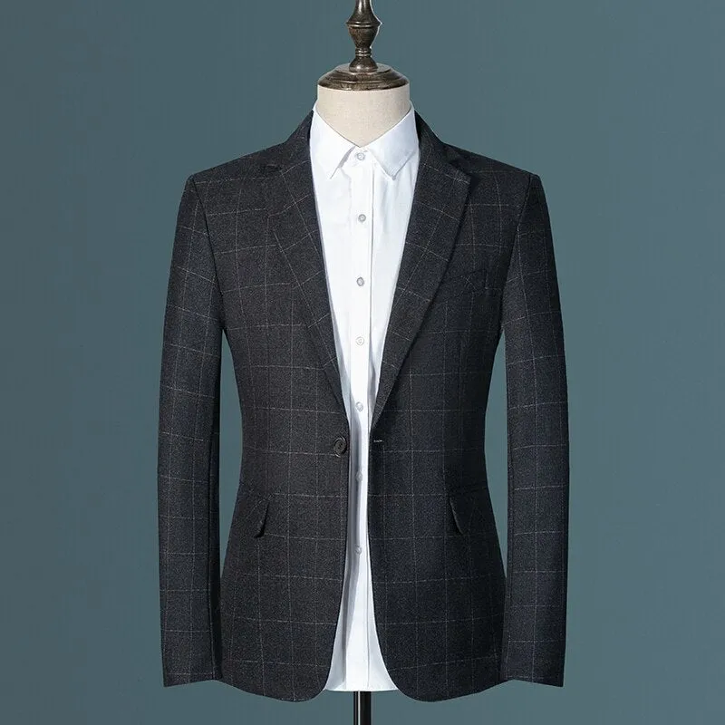 West Louis Plaid Business Casual Suit Blazer