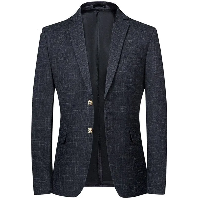 West Louis Single-Breasted Plaid Business Casual Blazer