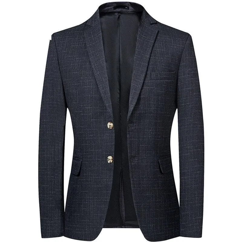 West Louis Single-Breasted Plaid Business Casual Blazer