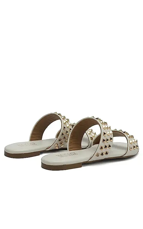 White Stud Embellished Flats