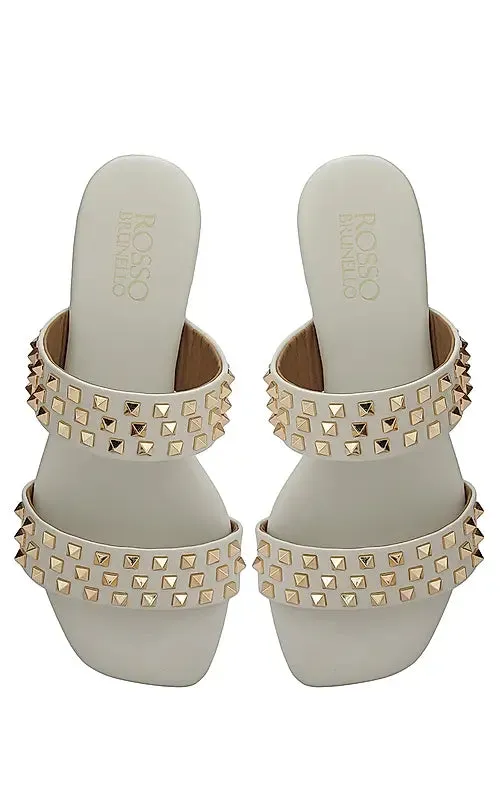 White Stud Embellished Flats