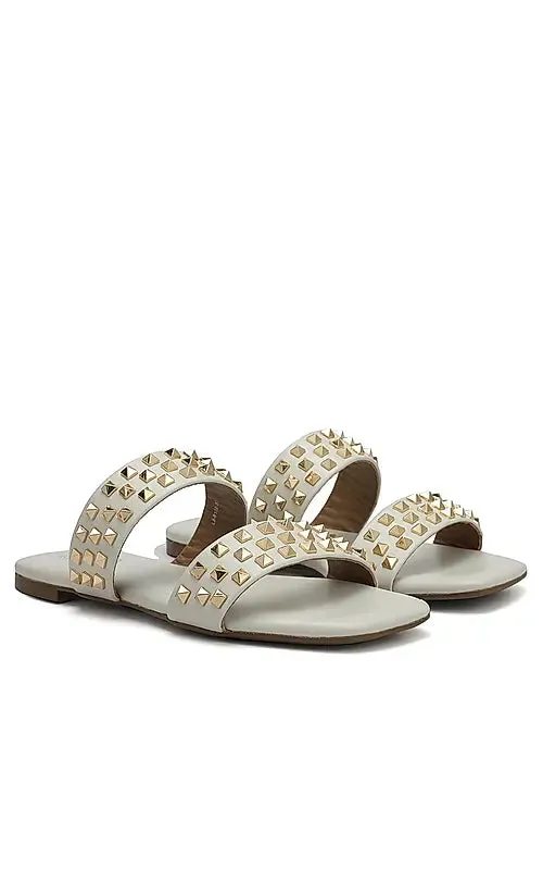 White Stud Embellished Flats