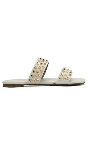 White Stud Embellished Flats