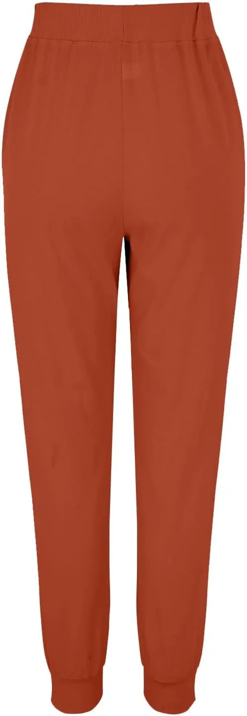 Women Tapered Pants Cotton Linen Drawstring Back Elastic Waist Trousers Casual Summer Plus Size Joggers with Pockets