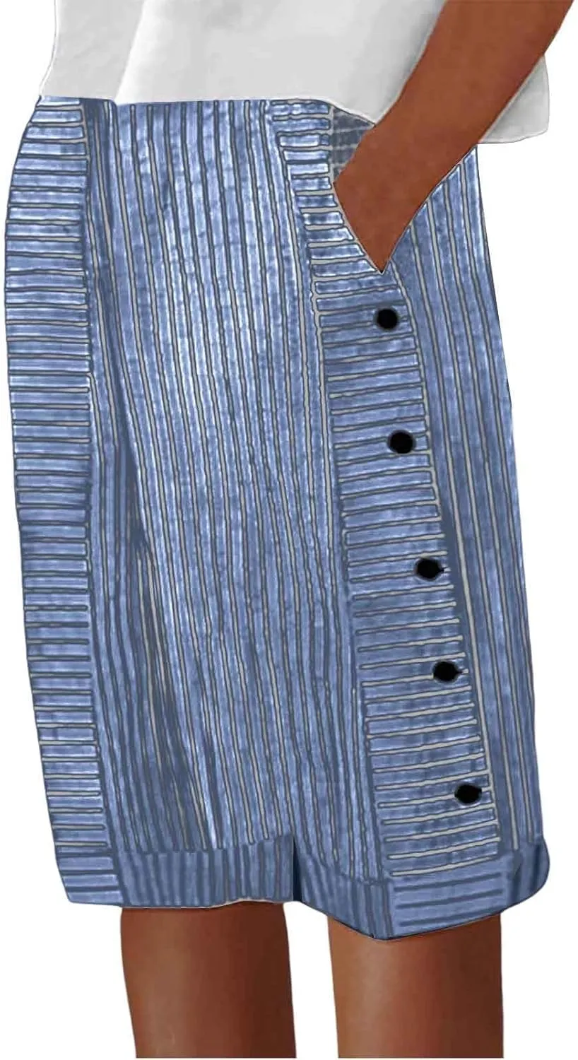 Women's Linen Pants Summer Casual Straight Wide Leg Palazzo Pants Ladies Lounge Trouser Lightweight Beach with Pocket