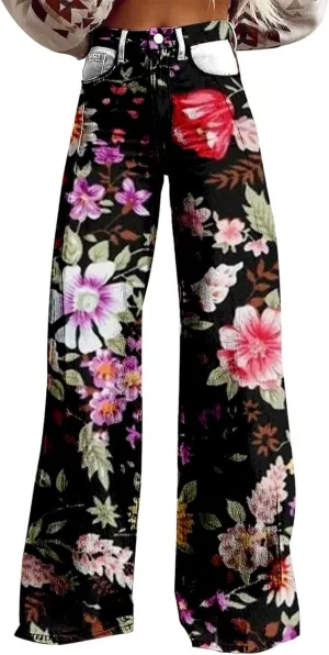 Womens Loose Fit Trousers Tie Dye High Waist Flare Wide Leg Baggy Loungre Pants Fashion Vintage Workout Palazzo Pants